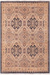 handmade Transitional Kafkaz Blue Beige Hand Knotted RECTANGLE 100% WOOL area rug 5 x 7